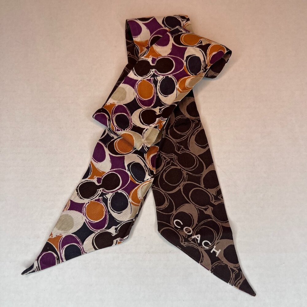 Authentic Coach Bag / Hair Silk Scarf - Brown,Purple, Orange